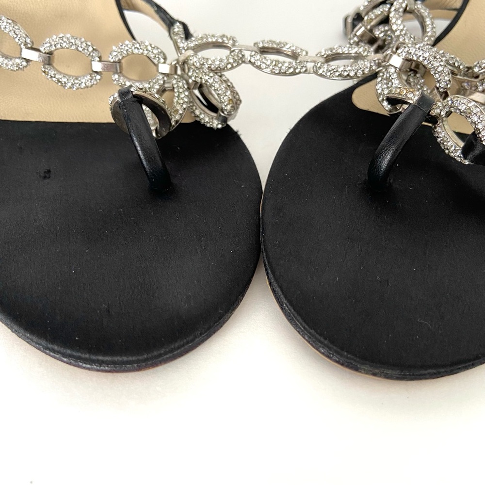 Jimmy Choo Crystal Embellished Thong Ankle Strap Heeled Sandals - Picture 11 of 15